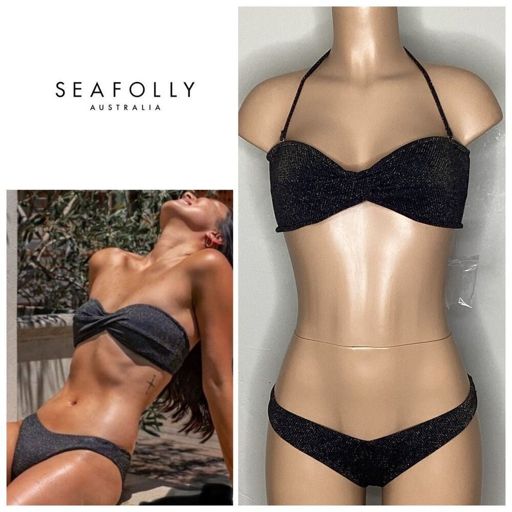 New. Seafolly teeny black metallic bikini. Retail $179. 8/10